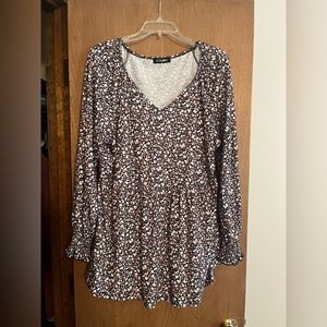 Amazon - Floral long sleeve babydoll top - 2X